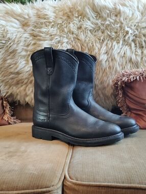 Ariat Black Leather Pull-On Work Boots
